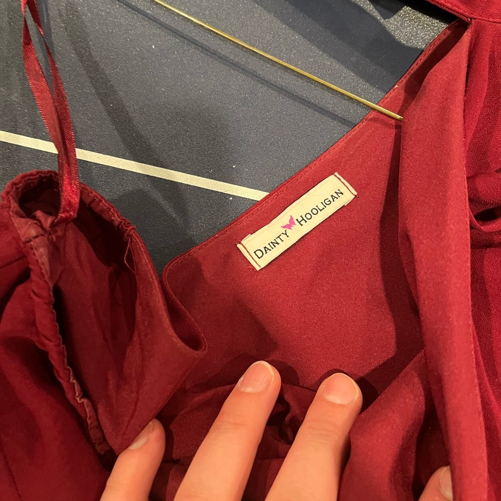 Dainty Hooligan One Shoulder Burgundy Dress - Picture 4 of 7